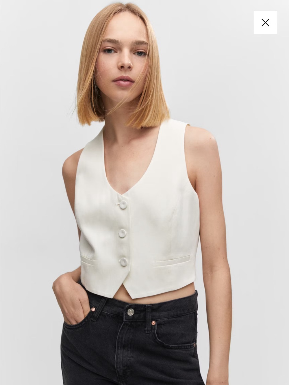 Mango tailored V-Neck Button Front Vest Top